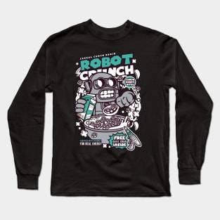 Retro Cereal Box Robot Crunch // Junk Food Nostalgia // Cereal Lover Long Sleeve T-Shirt